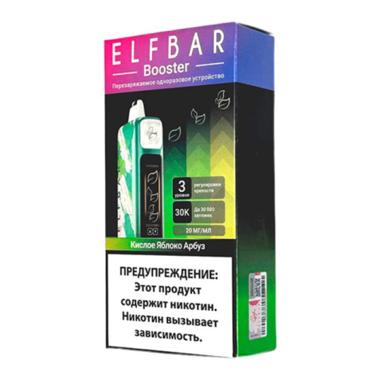 Elf Bar Booster 30000 - Кислое Яблоко Арбуз